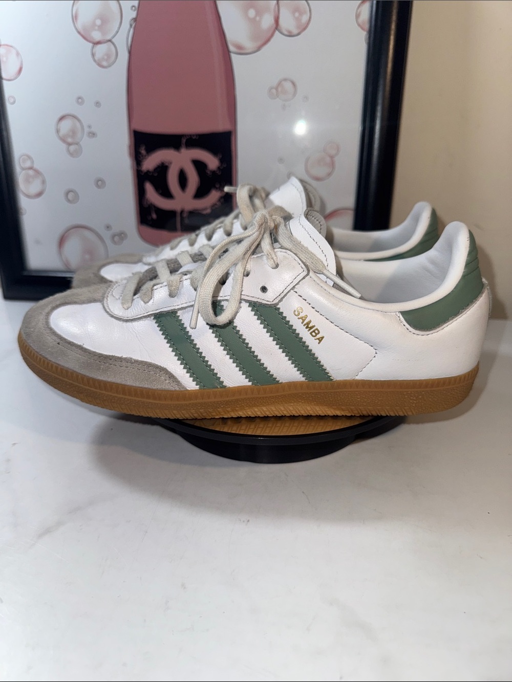 adidas Samba OG White Silver Green Gum Athletic Sneaker - Women’s Size 5.5